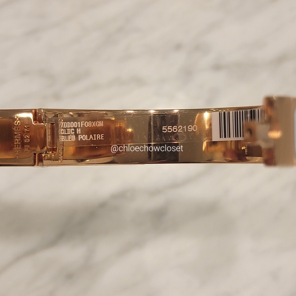 HERMES CLIC H ROSE GOLD ENAMEL BRACELET GM (BLEU POLAIRE) - Picture 6 of 7